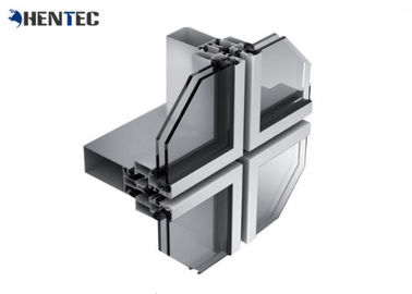 รายละเอียดผนังม่านอลูมิเนียมกัดกร่อนการกัดกร่อน 6063- T5 Anodized / ผงทาสี