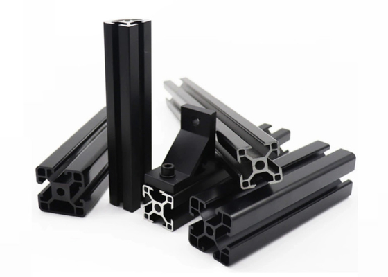 Black Anodized 6063 Aluminium Extrusion Frame System โปรไฟล์อลูมิเนียมรูปตัว T